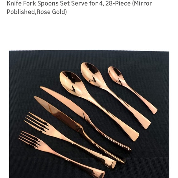 Elegant Rose Gold Flatware Set - 28-Piece - Picture 6 of 13